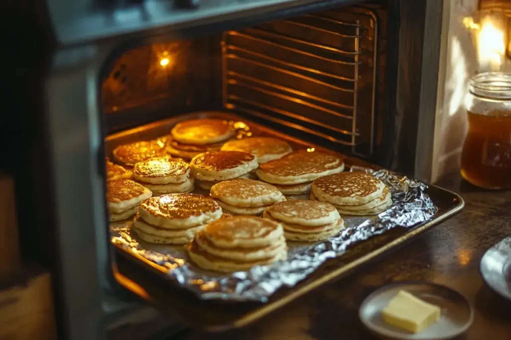 How long to keep pancakes in oven?